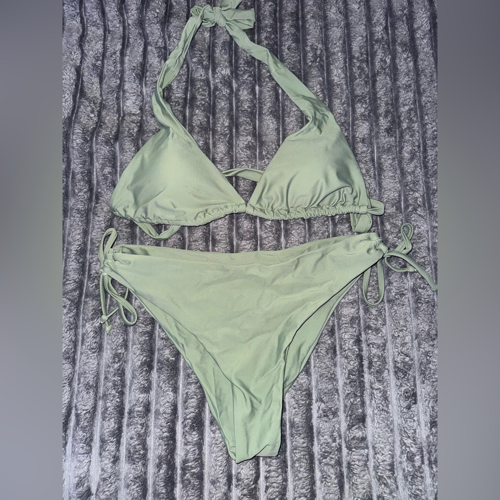 Sage Green Halter Bikini Set